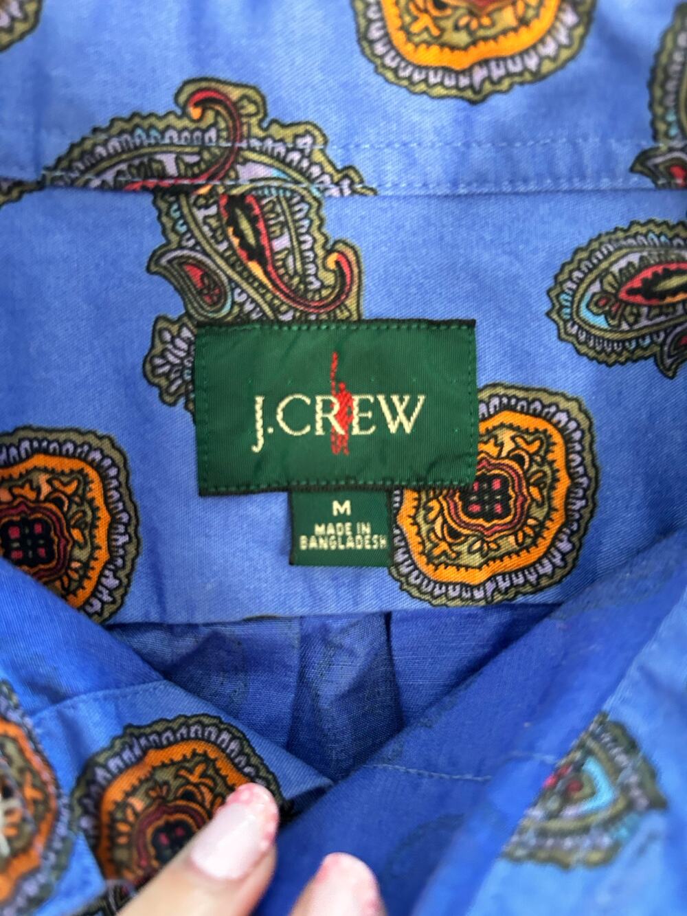 Vintage J Crew Oarsmen Men's Medium Blue Paisley